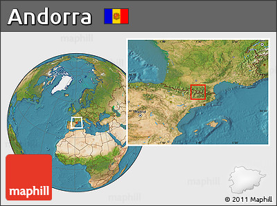 Savanna Style Location Map of Andorra, satellite outside
