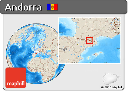Shaded Relief Location Map of Andorra