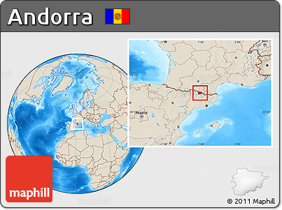 Shaded Relief Location Map of Andorra