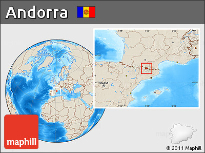 Shaded Relief Location Map of Andorra