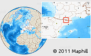 Shaded Relief Location Map of Andorra, highlighted continent