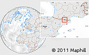Shaded Relief Location Map of Andorra, lighten, desaturated