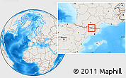 Shaded Relief Location Map of Andorra, lighten, land only
