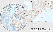 Shaded Relief Location Map of Andorra, lighten, semi-desaturated