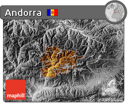 Physical Map of Andorra, desaturated