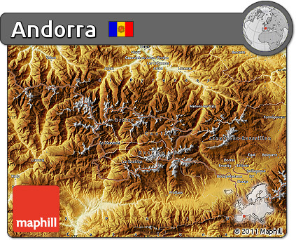 Physical Map of Andorra