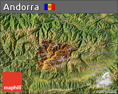 Physical Map of Andorra, satellite outside