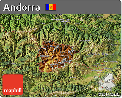 Physical Map of Andorra, satellite outside