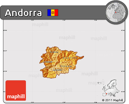 Political Shades Map of Andorra, cropped outside