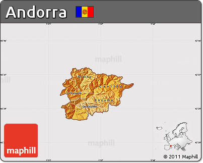Political Shades Map of Andorra, cropped outside