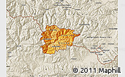 Political Shades Map of Andorra, shaded relief outside