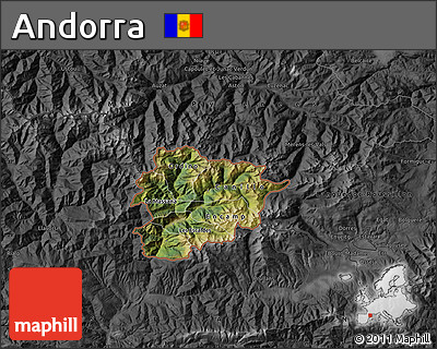 Satellite Map of Andorra, darken, desaturated