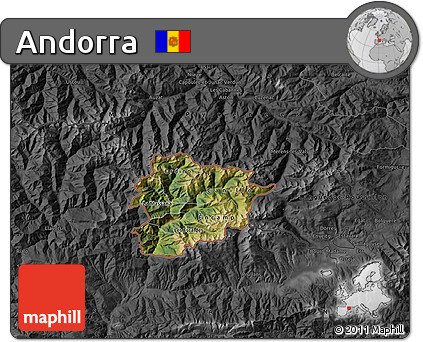 Satellite Map of Andorra, darken, desaturated