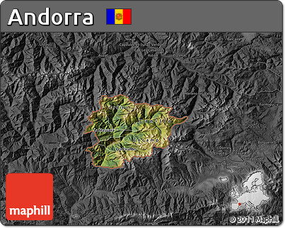 Satellite Map of Andorra, darken, desaturated