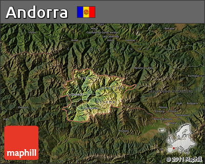 Satellite Map of Andorra, darken