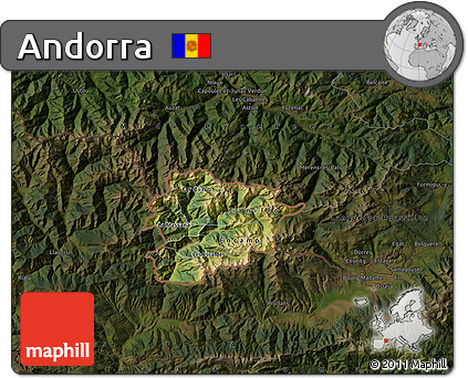 Satellite Map of Andorra, darken