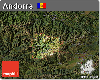 Satellite Map of Andorra, darken