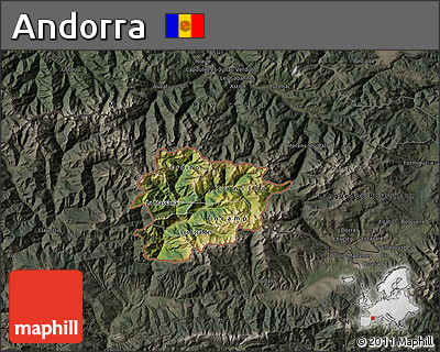 Satellite Map of Andorra, darken, semi-desaturated