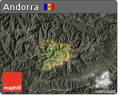 Satellite Map of Andorra, darken, semi-desaturated