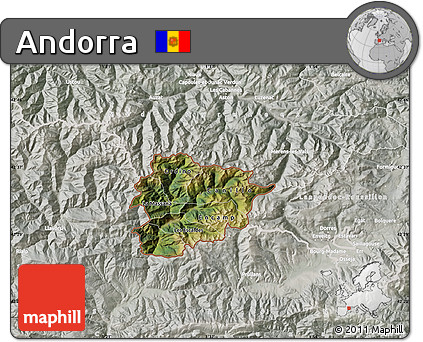 Satellite Map of Andorra, lighten, semi-desaturated