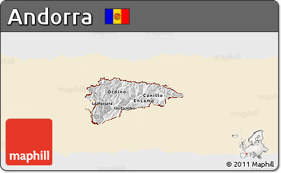 Classic Style Panoramic Map of Andorra, single color outside