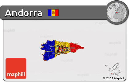 Flag Panoramic Map of Andorra