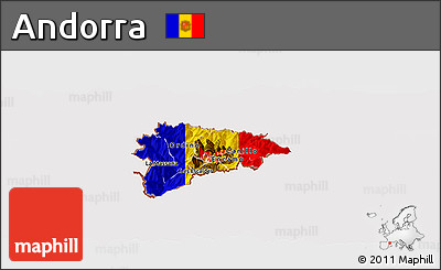 Flag Panoramic Map of Andorra
