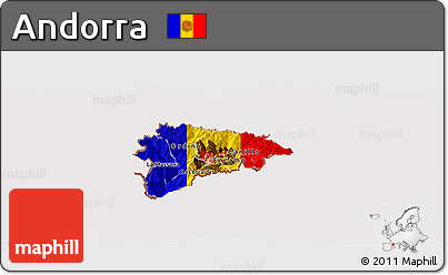 Flag Panoramic Map of Andorra