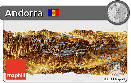 Physical Panoramic Map of Andorra