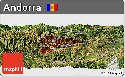 Physical Panoramic Map of Andorra, satellite outside