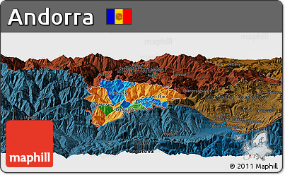 Political Panoramic Map of Andorra, darken