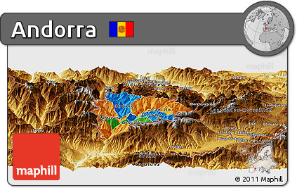 Political Panoramic Map of Andorra, physical outside