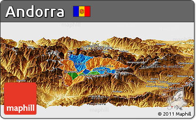 Political Panoramic Map of Andorra, physical outside