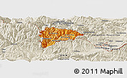 Political Shades Panoramic Map of Andorra, shaded relief outside