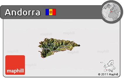 Satellite Panoramic Map of Andorra, cropped outside