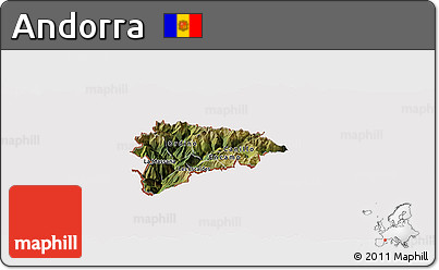 Satellite Panoramic Map of Andorra, cropped outside