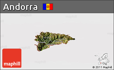 Satellite Panoramic Map of Andorra, cropped outside