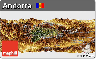 Satellite Panoramic Map of Andorra, physical outside