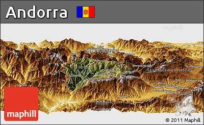 Satellite Panoramic Map of Andorra, physical outside