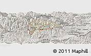 Shaded Relief Panoramic Map of Andorra, semi-desaturated