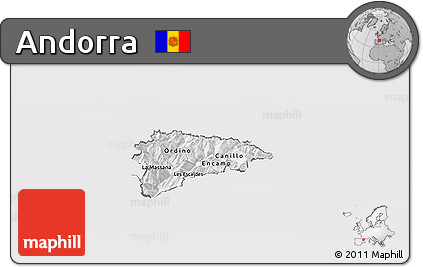 Silver Style Panoramic Map of Andorra, single color outside