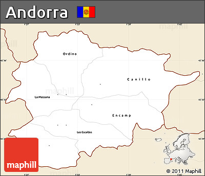 Classic Style Simple Map of Andorra