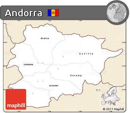 Classic Style Simple Map of Andorra