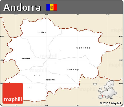 Classic Style Simple Map of Andorra