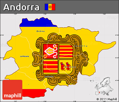 Flag Simple Map of Andorra, flag aligned to the middle