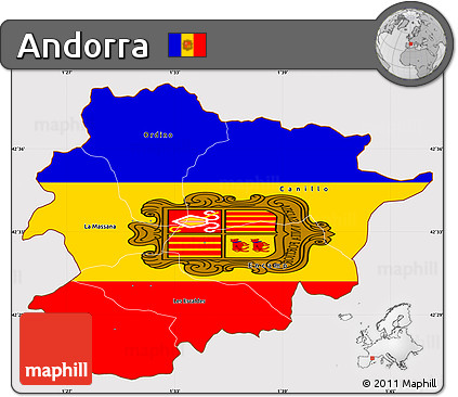 Flag Simple Map of Andorra, flag rotated