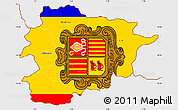 Flag Simple Map of Andorra, single color outside, borders and labels, flag aligned to the middle