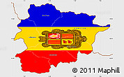 Flag Simple Map of Andorra, single color outside, borders and labels, flag rotated