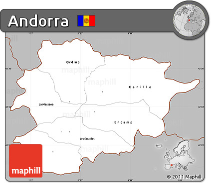 Gray Simple Map of Andorra