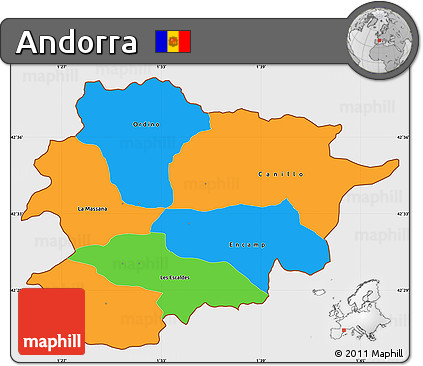 Political Simple Map of Andorra, single color outside
